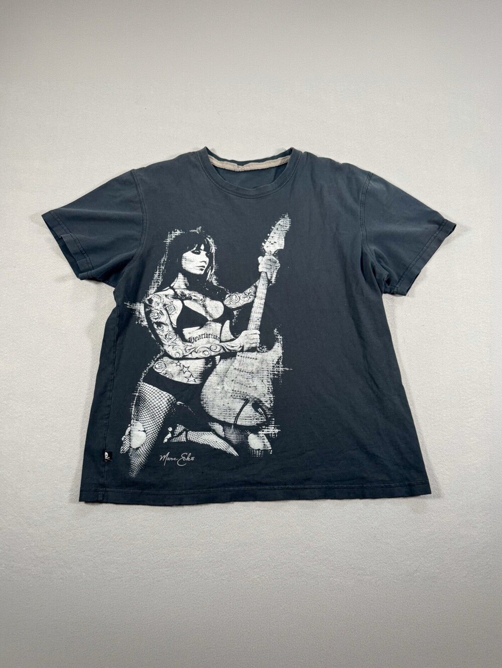 Marc Ecko Black Graphic T-Shirt Guitar Girl Y2K M